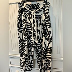 Rachel Zoe Black and White Mid Rise Wide Leg Cropped Pants